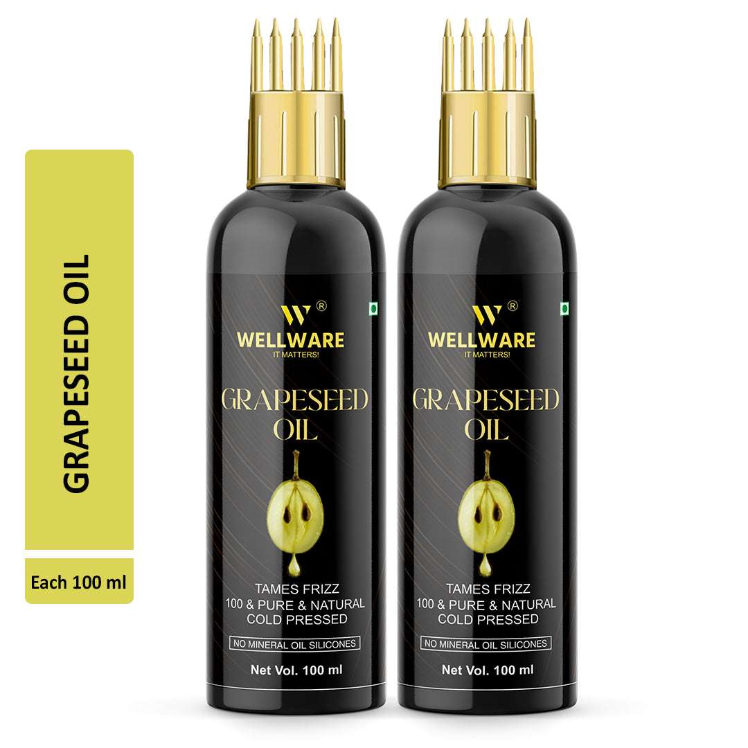 WELLWARE Grapeseed Oil (Cold Pressed) For Skin and Hair | Natural and 100% Pure|(Organic) Hair Oil