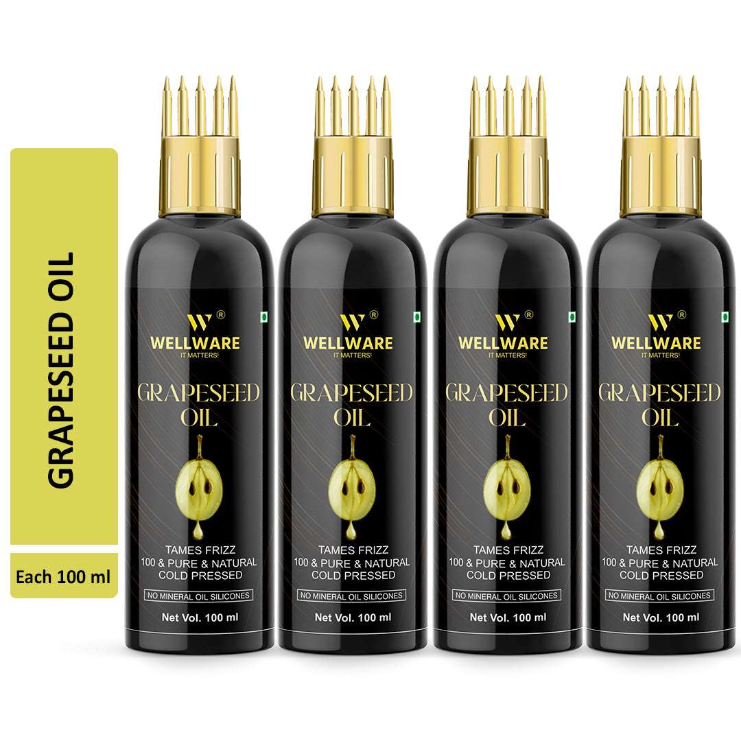 WELLWARE Grapeseed Oil (Cold Pressed) For Skin and Hair | Natural and 100% Pure|(Organic) Hair Oil