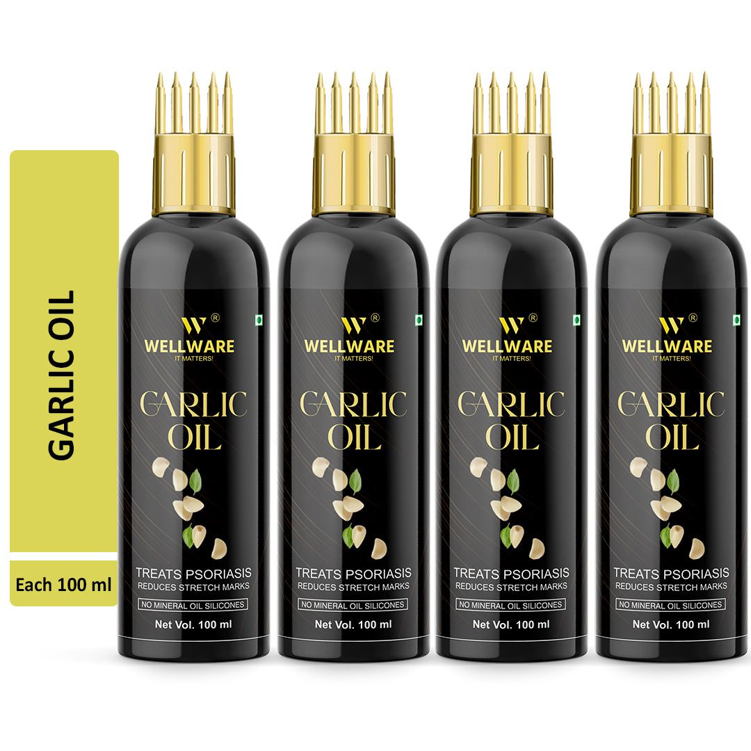 WELLWARE 100 % Pure Garlic Hair Oil - WITH COMB APPLICATOR - Cold Pressed - Hair Regrowth Hair Oil