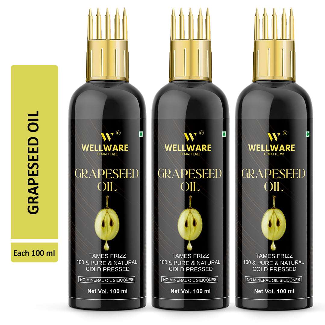 WELLWARE Grapeseed Oil (Cold Pressed) For Skin and Hair | Natural and 100% Pure|(Organic) Hair Oil