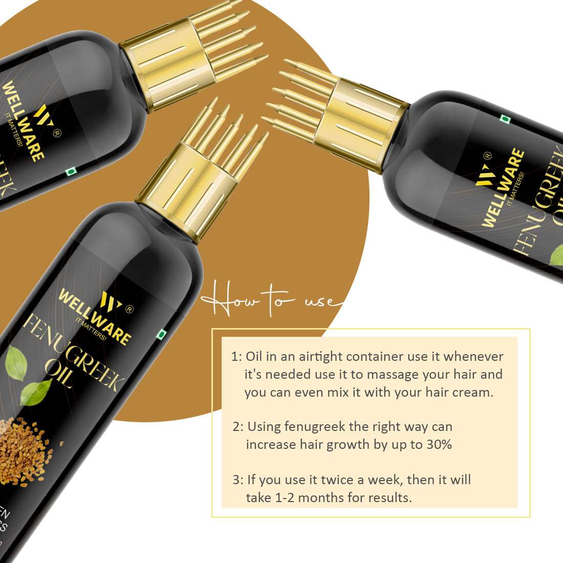 WELLWARE Premium Fenugreek Essential Oil, 100% Pure, Natural & Undiluted Hair Oil