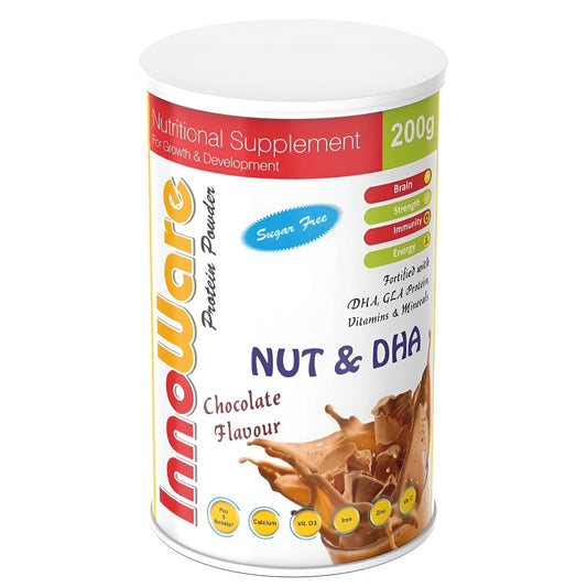 WellWare InnoWare Protien Powder with NUT,DHA & GLA New Health Supplement And Nutritional Protein Mix For Adults-(Rich Chocolate Flavor, 200 Gms, Jar) with 25 Vital Nutrients to Support Strength, Immunity & Active Life