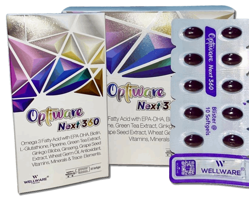 Optiware Next 360 Capsules | Omega Manage Blood Cholesterol & Triglyceride Levels | Multivitamin and Multimineral Supplement I Support Heart & Eye Health Vision I Helps Regeneration of Cells 10*10 Capsules