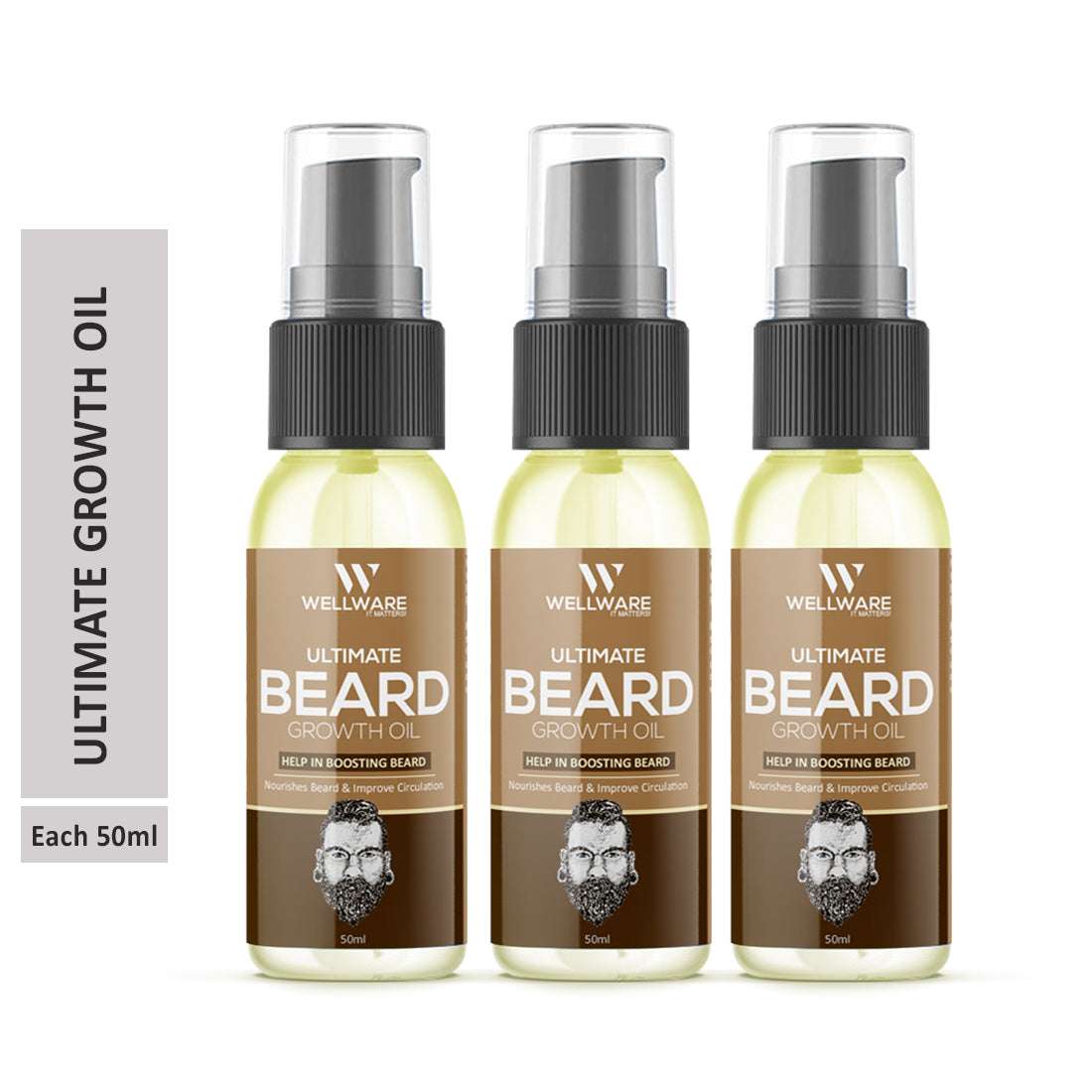 WELLWARE Beard 100% Ultimate Natural Beard Growth OilFor Stimulating fast Beard Growth Hair Oil