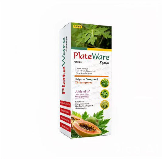 WellWare PlateWare -Carica Papaya Leaf Extract Syrup -200 ML Pack Of 3