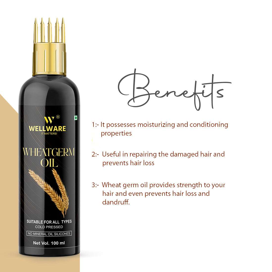 WELLWARE 100 % Pure Wheatgerm Hair Fall Control Oil With Applicator Hair Oil
