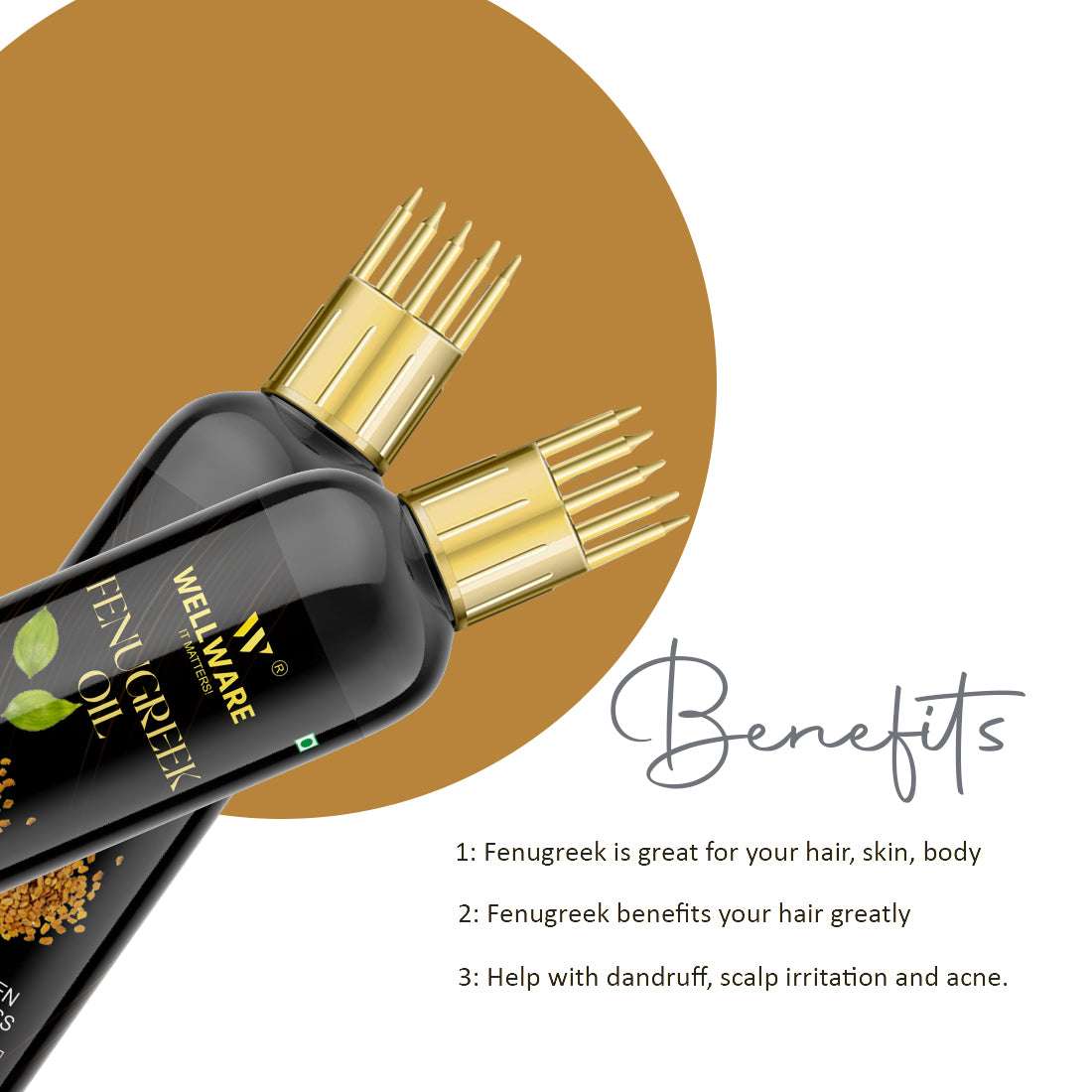 WELLWARE Premium Fenugreek Essential Oil, 100% Pure, Natural & Undiluted Hair Oil