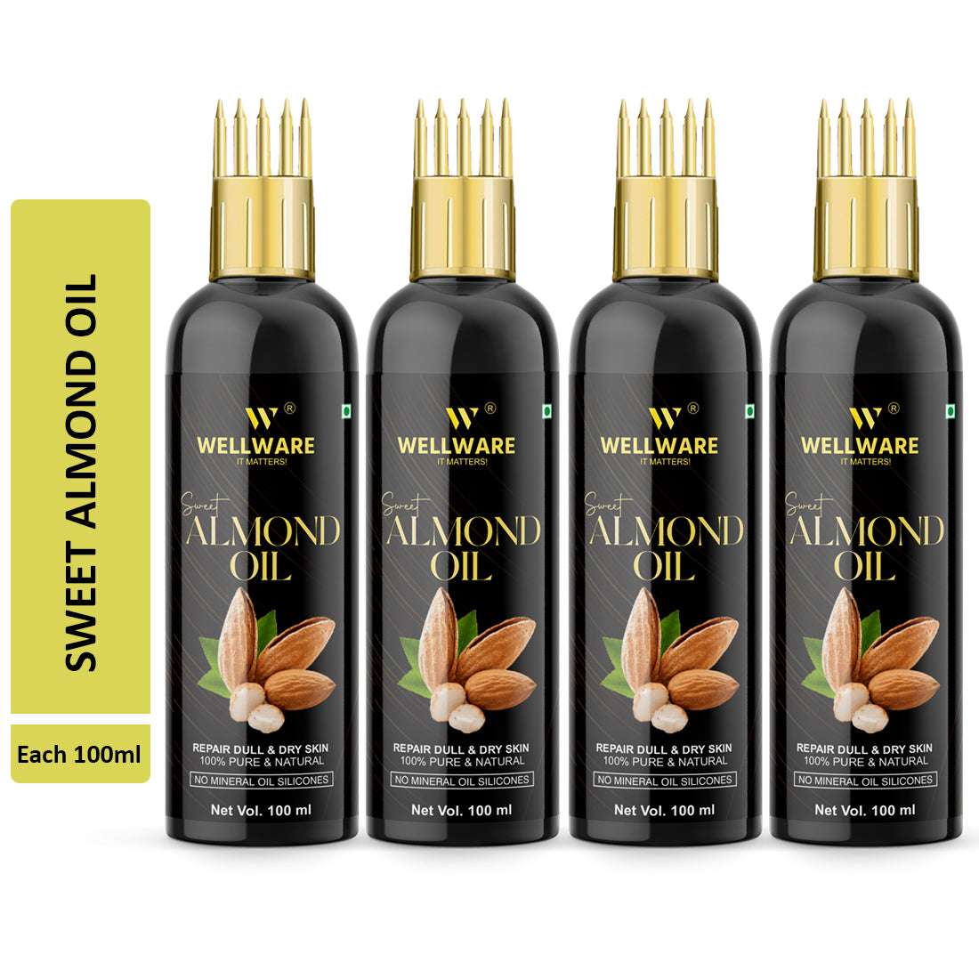 WELLWARE Cold Pressed - Sweet Almond Oil - For Skin & Hair Oil
