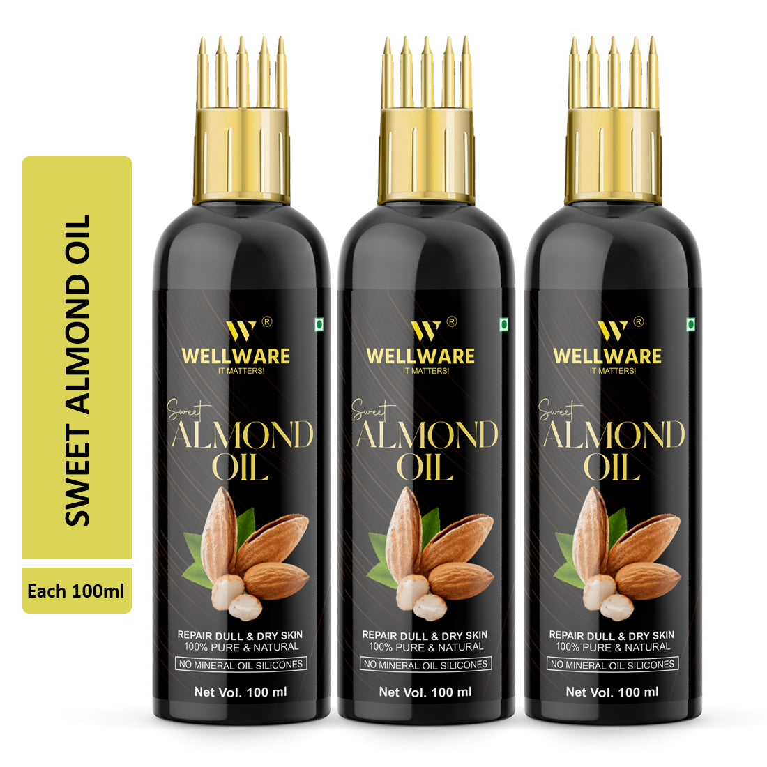 WELLWARE Cold Pressed - Sweet Almond Oil - For Skin & Hair Oil