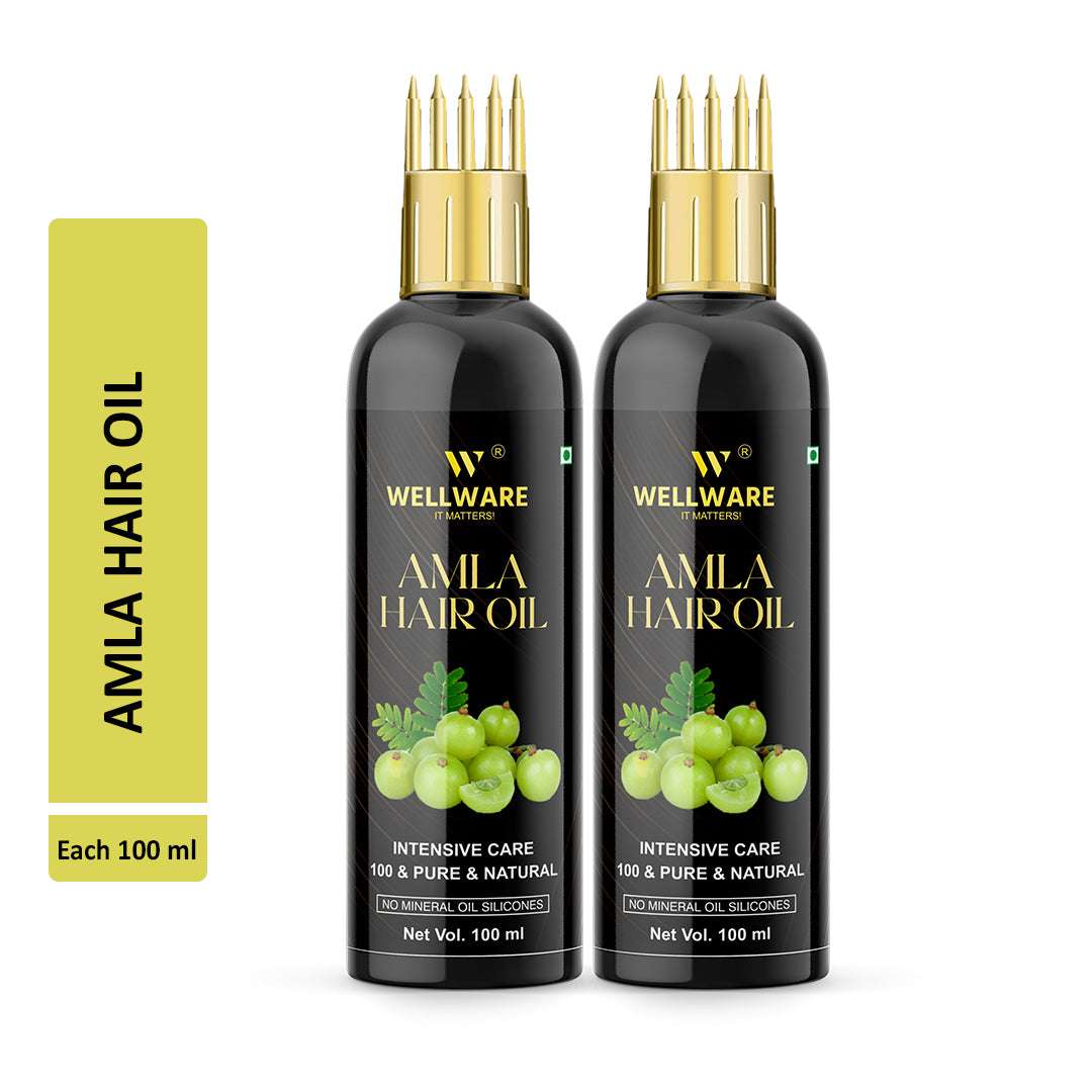 WELLWARE Amla Hair Oil - Pure Cold Pressed Indian Gooseberry Oil - Intensive Hair Care Hair Oil