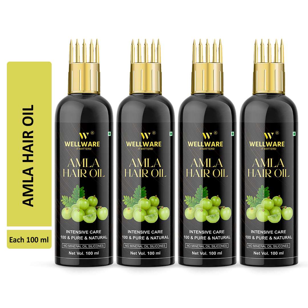 WELLWARE Amla Hair Oil - Pure Cold Pressed Indian Gooseberry Oil - Intensive Hair Care Hair Oil
