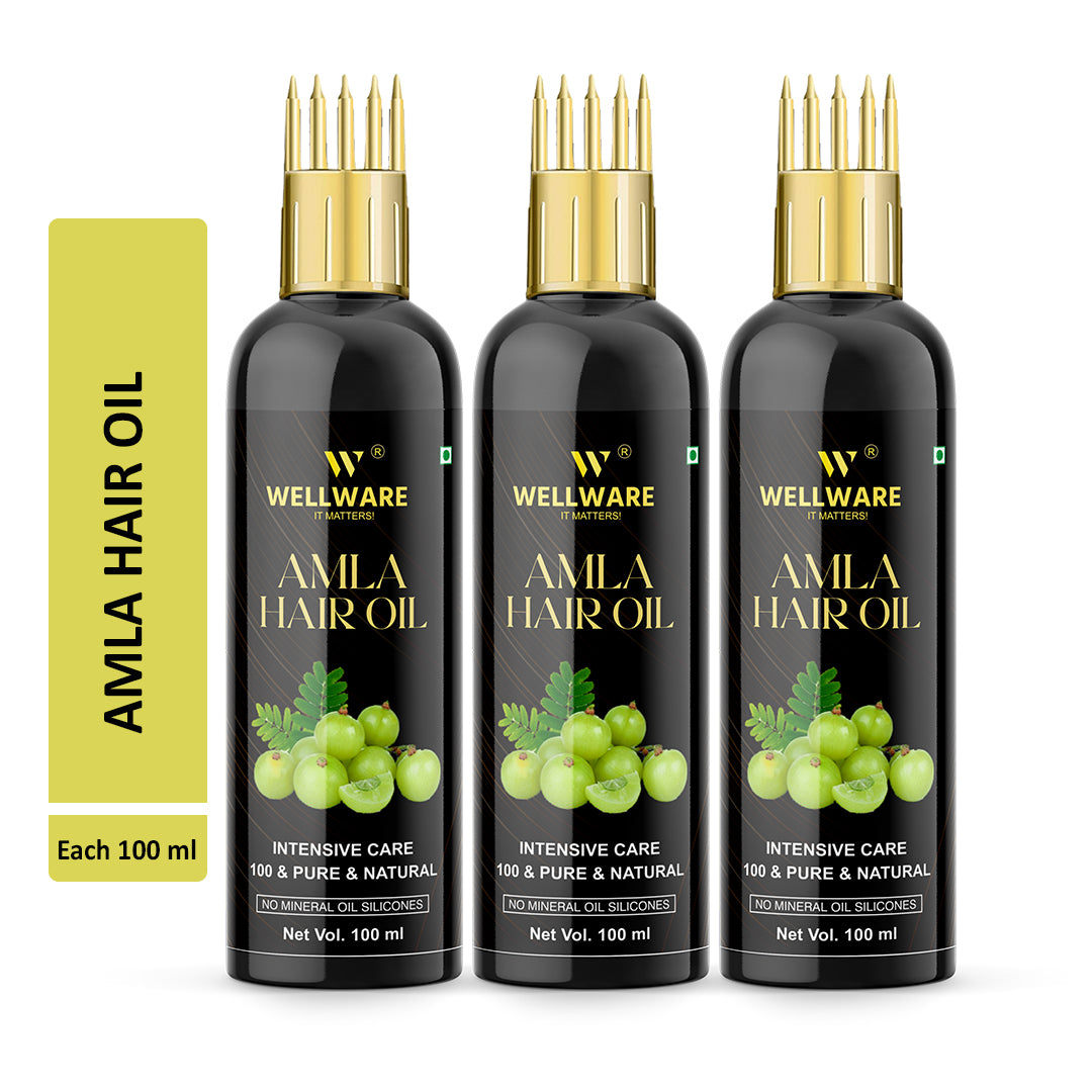 WELLWARE Amla Hair Oil - Pure Cold Pressed Indian Gooseberry Oil - Intensive Hair Care Hair Oil