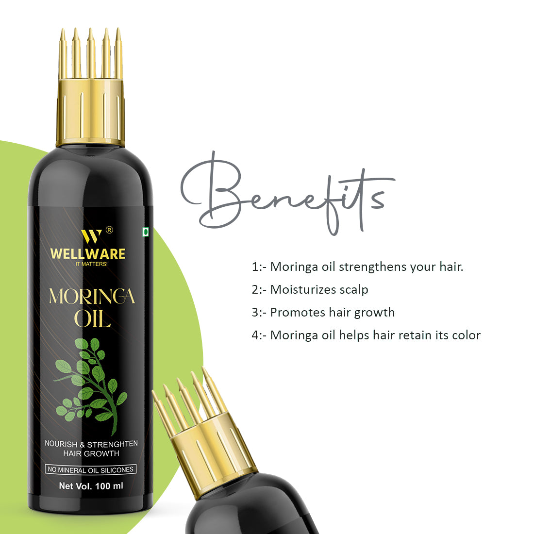 WELLWARE Moringa Oil for Hair growth & Hair Fall Control Oil With Applicator Hair Oil