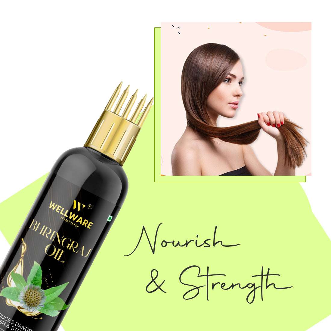 WELLWARE 100 % Pure Bhringraj New Hair Fall Control Oil With Applicator Hair Oil
