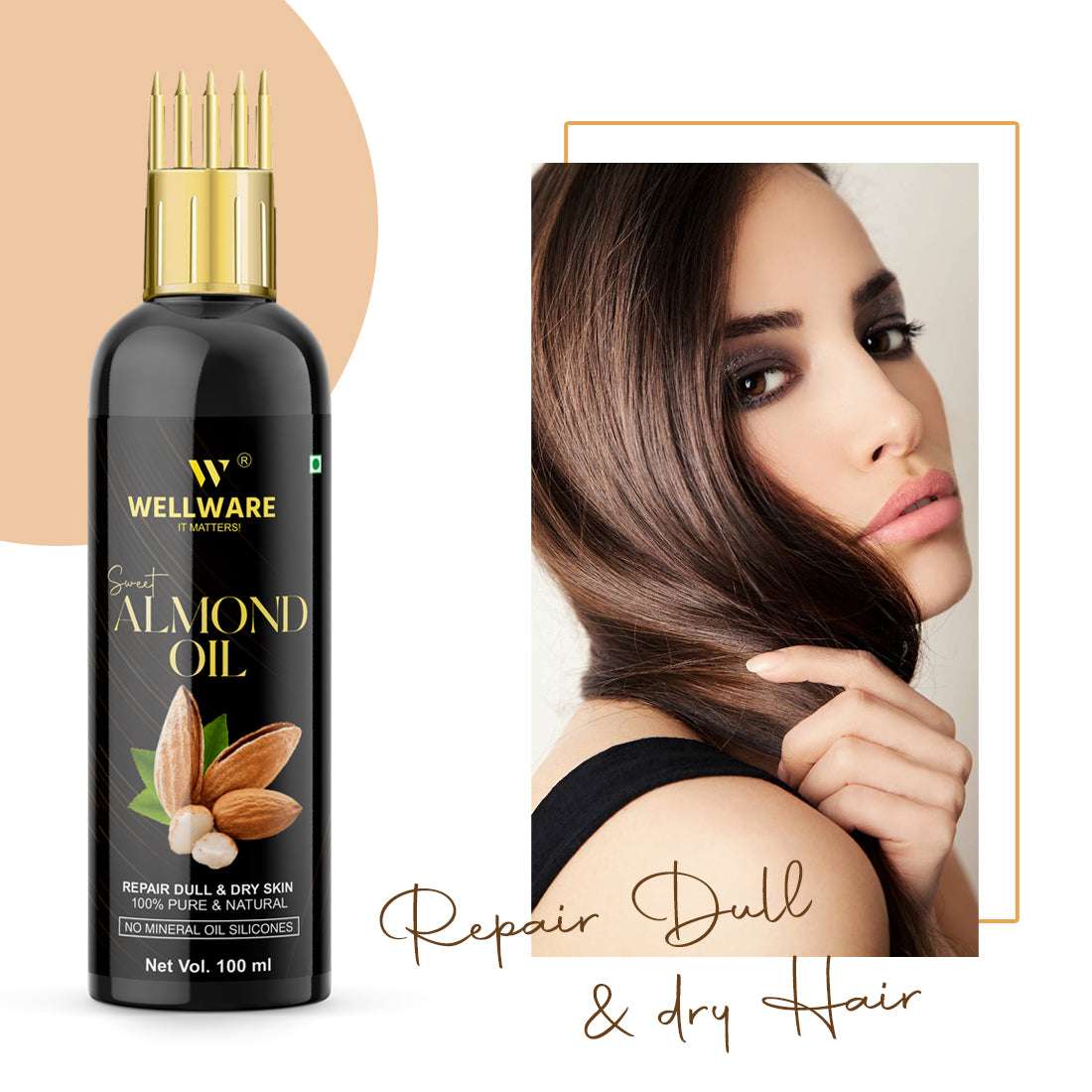 WELLWARE Cold Pressed - Sweet Almond Oil - For Skin & Hair Oil