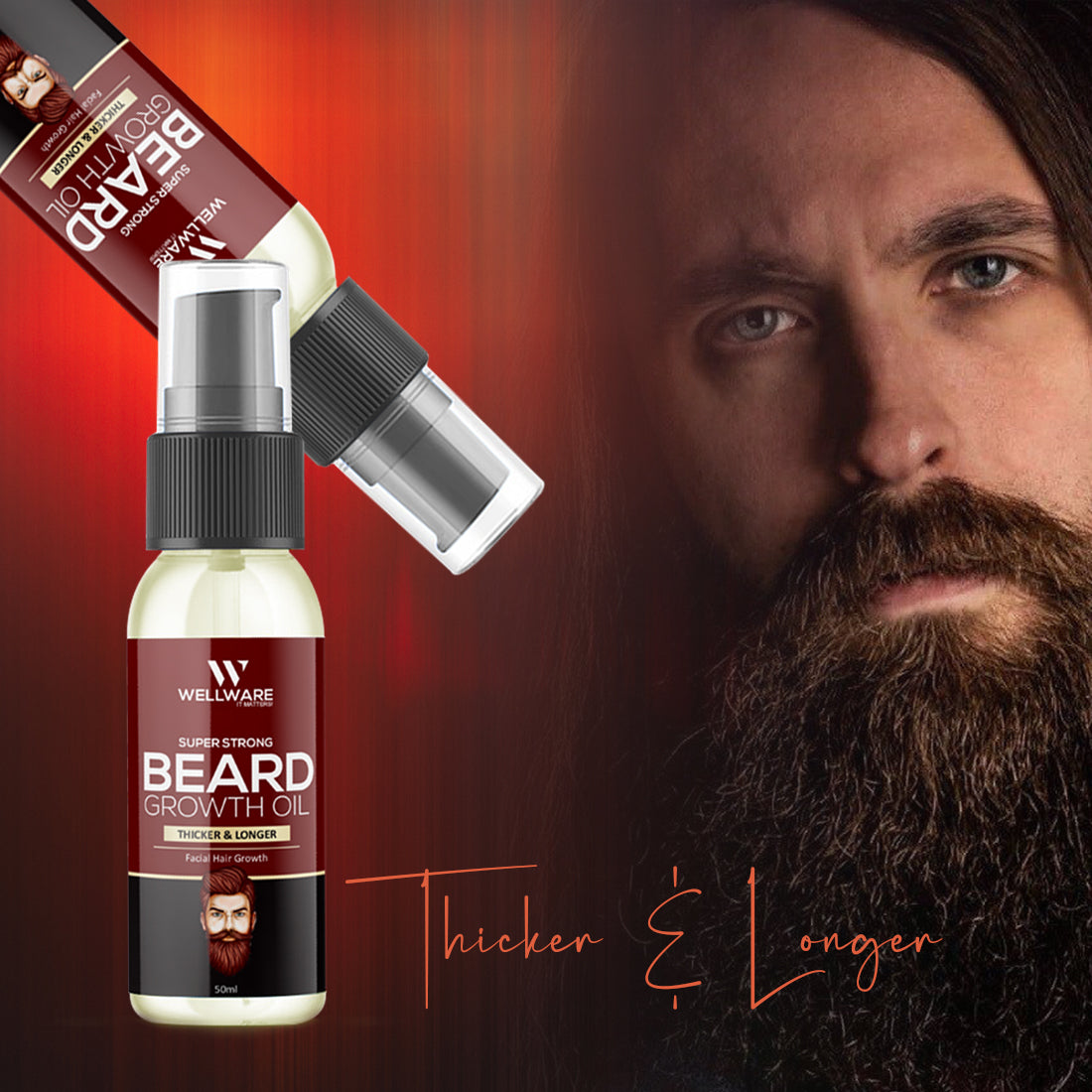 WELLWARE Beard Super Strong Beard & Hair Growth Oil ,Moustache for Men with21 Vital ingredients Hair Oil
