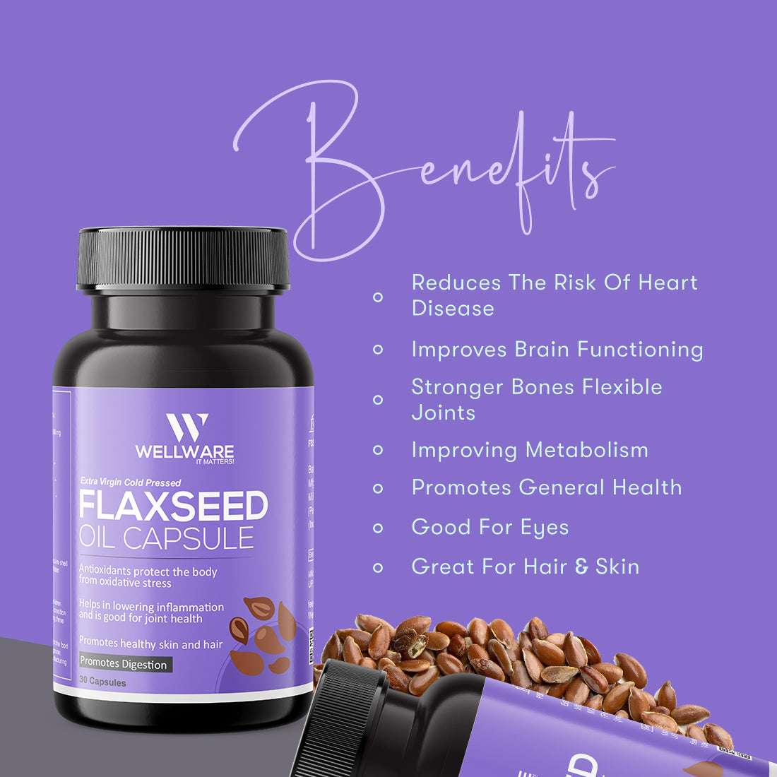 Wellware It Matters Extra Virgin Cold Pressed Flaxseed Oil Capsule