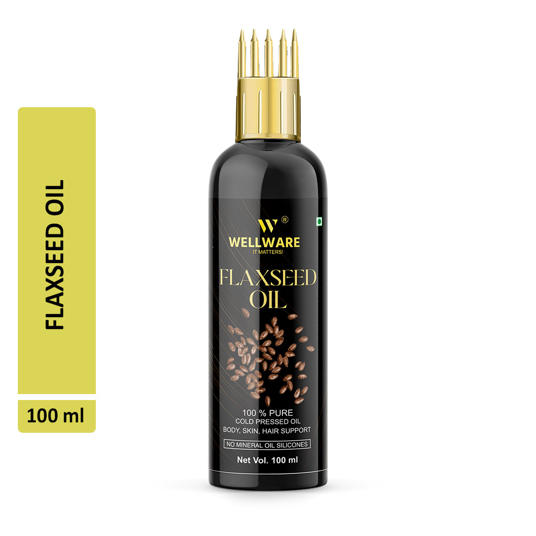 WELLWARE Flaxseed Oil (Cold Pressed) For Skin and Hair | Natural and 100% Pure |(Organic) Hair Oil