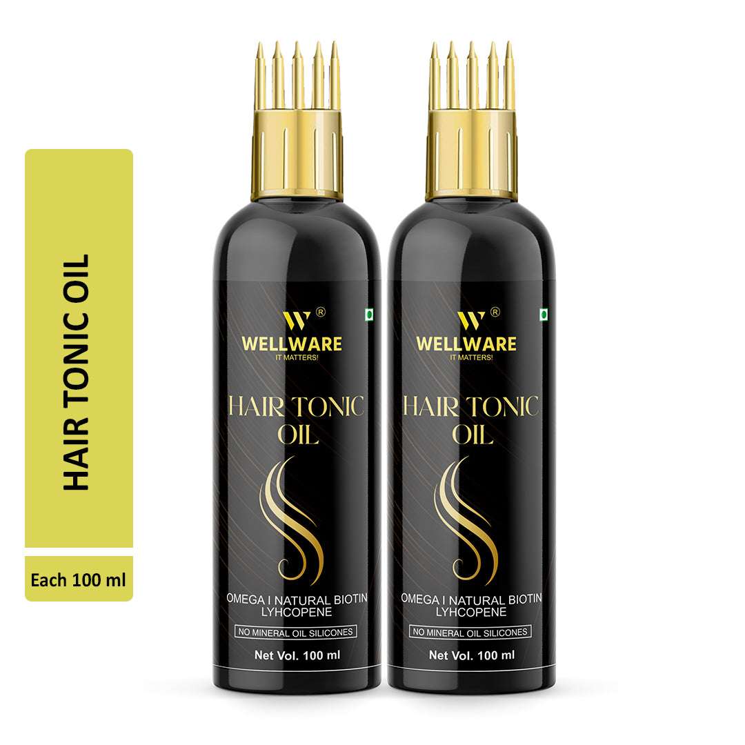 WELLWARE 100 % Pure Hair Tonic Oil - WITH COMB APPLICATOR - Cold Pressed - Hair Regrowth Hair Oil