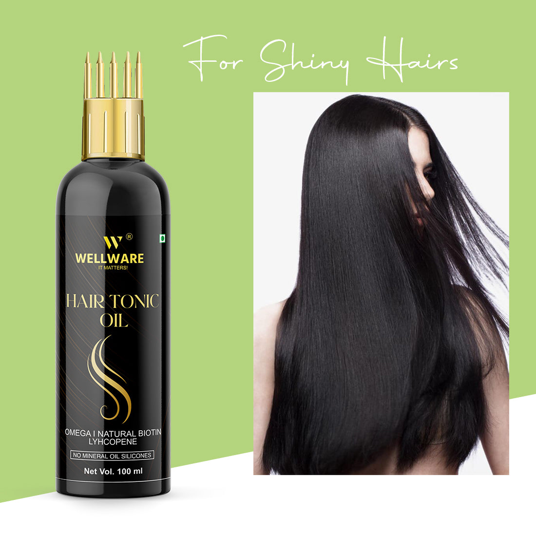 WELLWARE 100 % Pure Hair Tonic Oil - WITH COMB APPLICATOR - Cold Pressed - Hair Regrowth Hair Oil