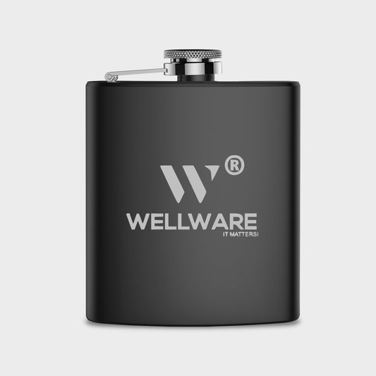 WellWare Hip Flask - 7 OZ - Black I Steel I 207 ml