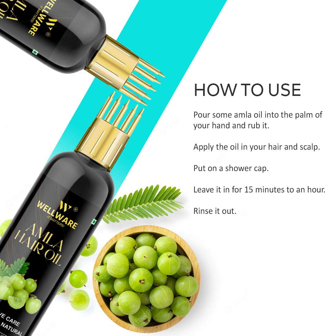 WELLWARE Amla Hair Oil - Pure Cold Pressed Indian Gooseberry Oil - Intensive Hair Care Hair Oil