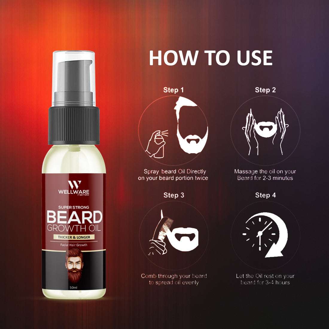 WELLWARE Beard Super Strong Beard & Hair Growth Oil ,Moustache for Men with21 Vital ingredients Hair Oil