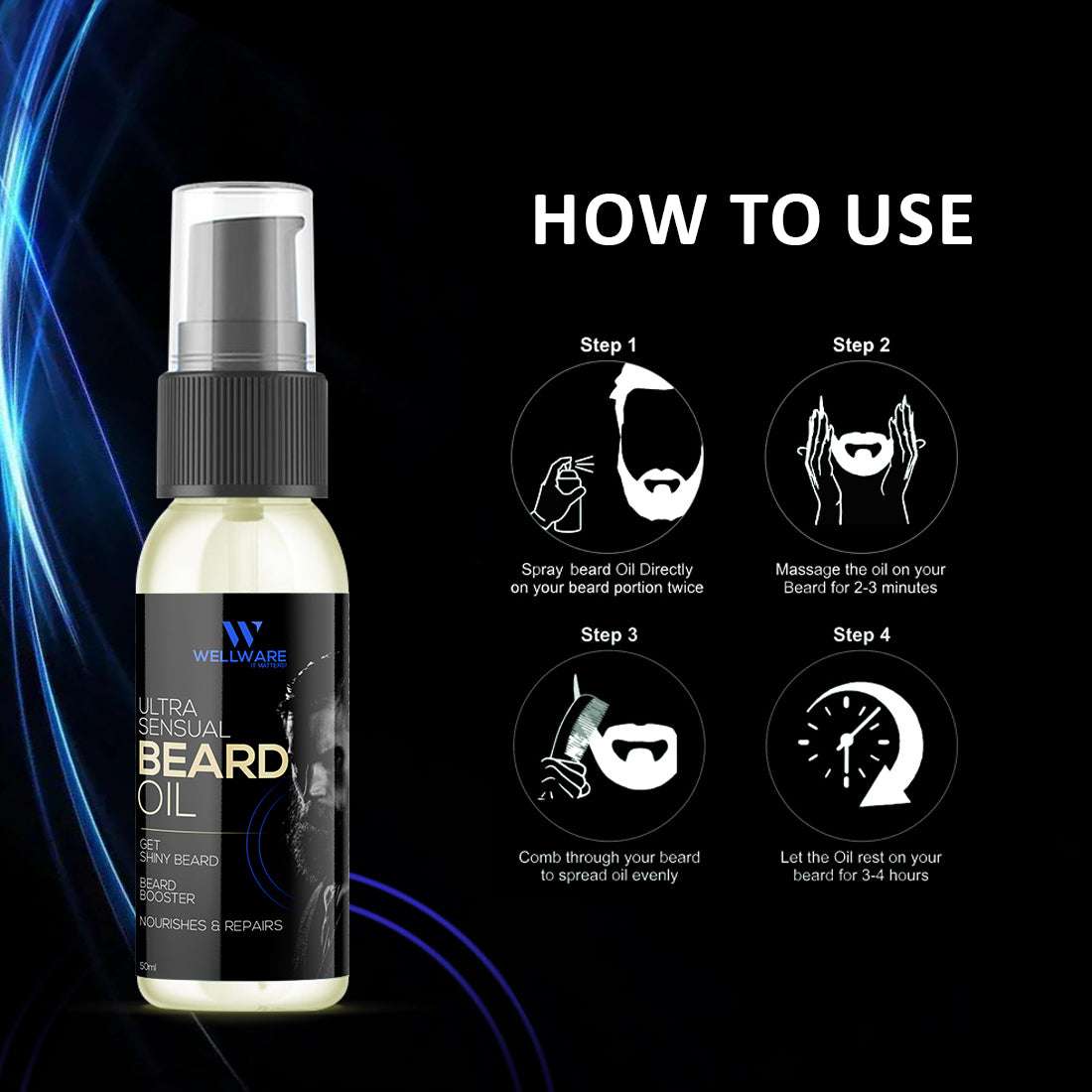 WELLWARE Beard Ultra Sensual 7x Faster Beard Growth oil-100% Natural Ingredients Based Hair Oil