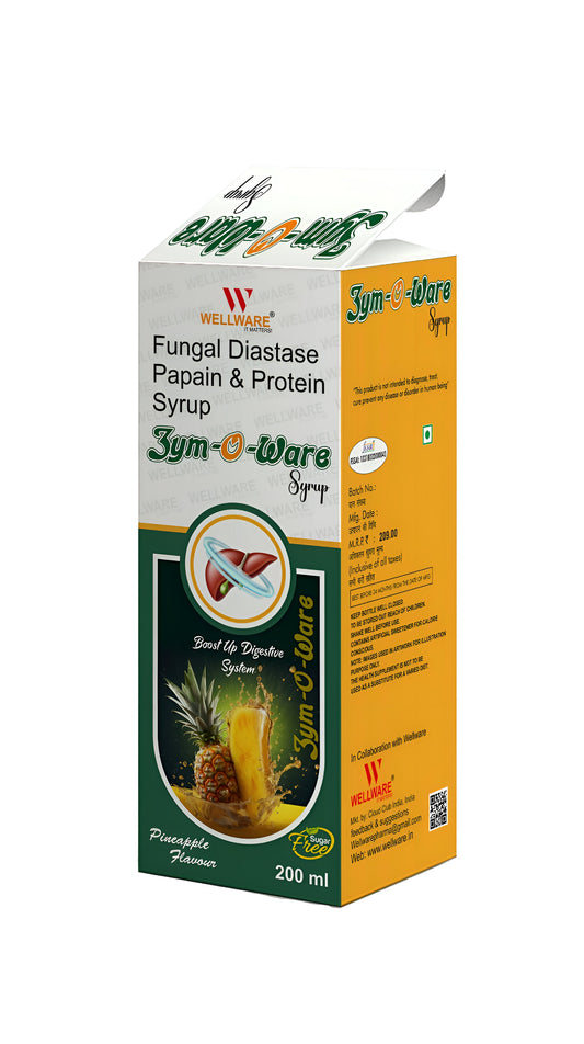 WELLWARE  - ZYMOWARE  Digestive Enzyme Syrup (Sugar Free) -200ML Pack Of 3 Syrup