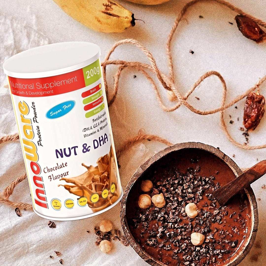 WellWare InnoWare Protien Powder with NUT,DHA & GLA New Health Supplement And Nutritional Protein Mix For Adults-(Rich Chocolate Flavor, 200 Gms, Jar) with 25 Vital Nutrients to Support Strength, Immunity & Active Life