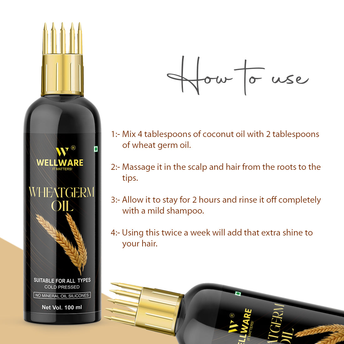 WELLWARE 100 % Pure Wheatgerm Hair Fall Control Oil With Applicator Hair Oil