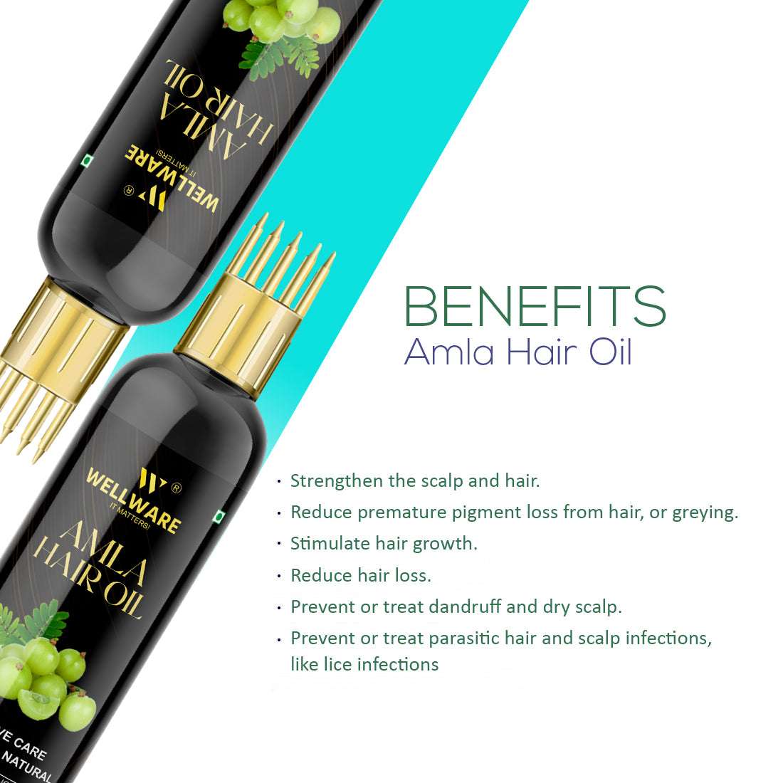 WELLWARE Amla Hair Oil - Pure Cold Pressed Indian Gooseberry Oil - Intensive Hair Care Hair Oil